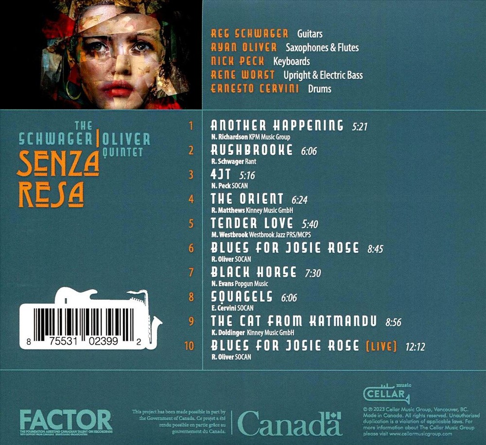 Reg Schwager/Ryan Oliver Quintet Senza Resa New Cd