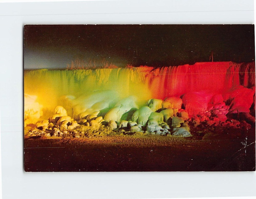 Postcard Illuminated in Winter American Falls Niagara Falls NY USA