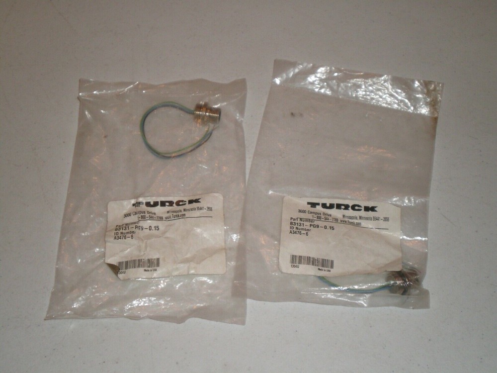 New! Lot of 2 Turck B3131-PG9-0.15 Connectors A3476-6 Free Shipping!