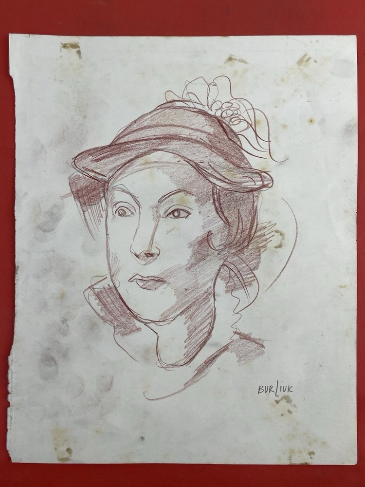 David Burliuk Drawing on paper (Handmade) signed and stamped