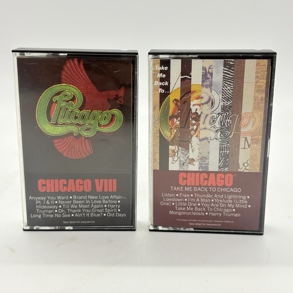 Chicago VIII 8 & Take Me Back To Chicago Cassette Tapes Columbia Classic Rock