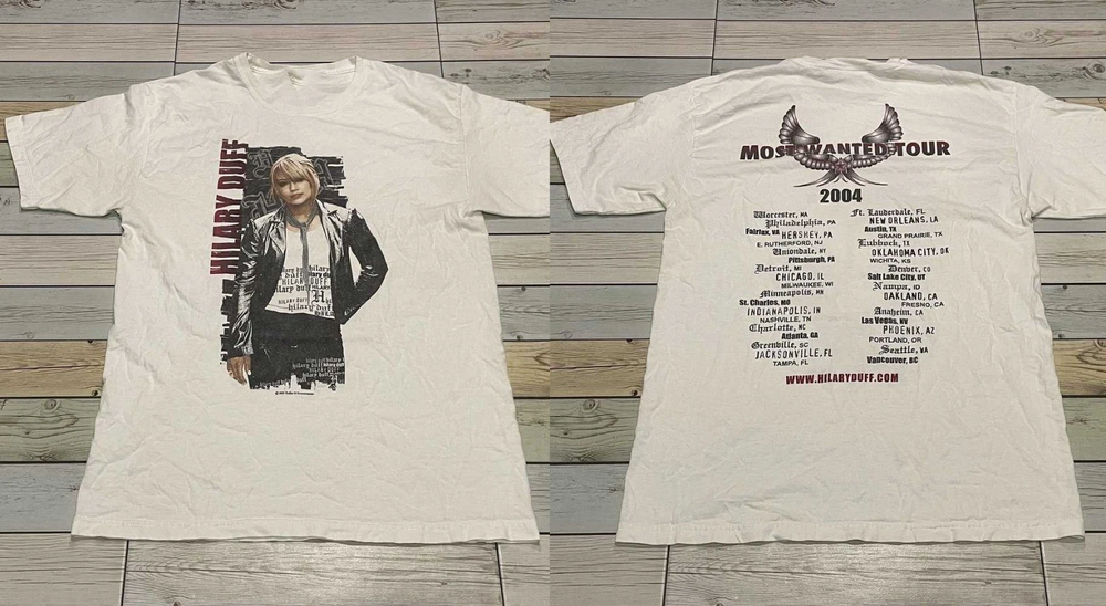 VTG 2004 Hilary Duff Most Wanted Tour 2 Sides White S to 5XL Shirt QA1747