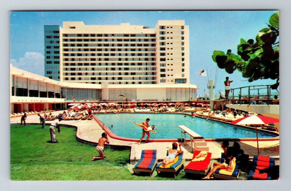 Miami Beach FL-Florida, Deauville Hotel, Advertising, Antique Vintage Postcard