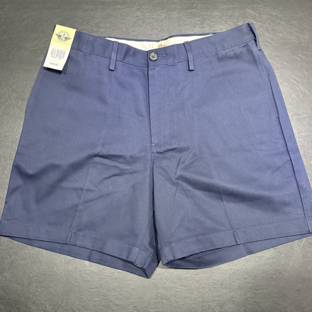 NEW Dockers Chino Shorts Men's Size 34 Navy Blue Denim Outdoors Casual Beach