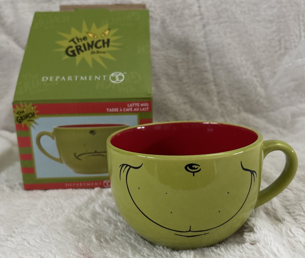 Department 56 The Grinch Dr. Seuss Double Sided Latte 18oz Mug 2022 Green/Red