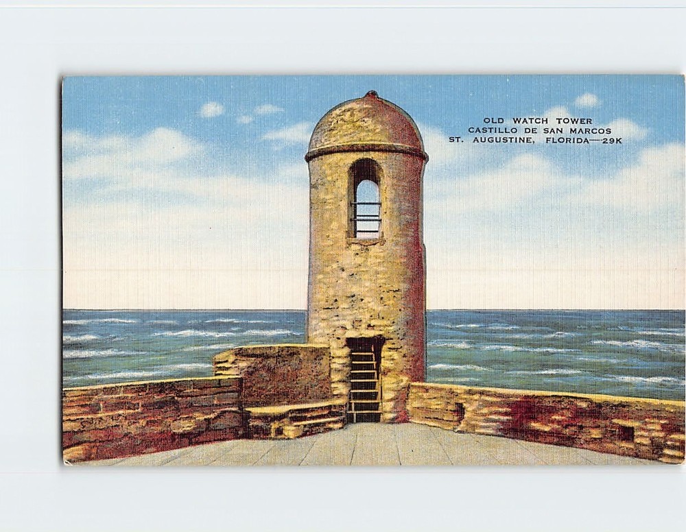 Postcard Old Watch Tower Castillo De San Marcos Saint St. Augustine Florida USA