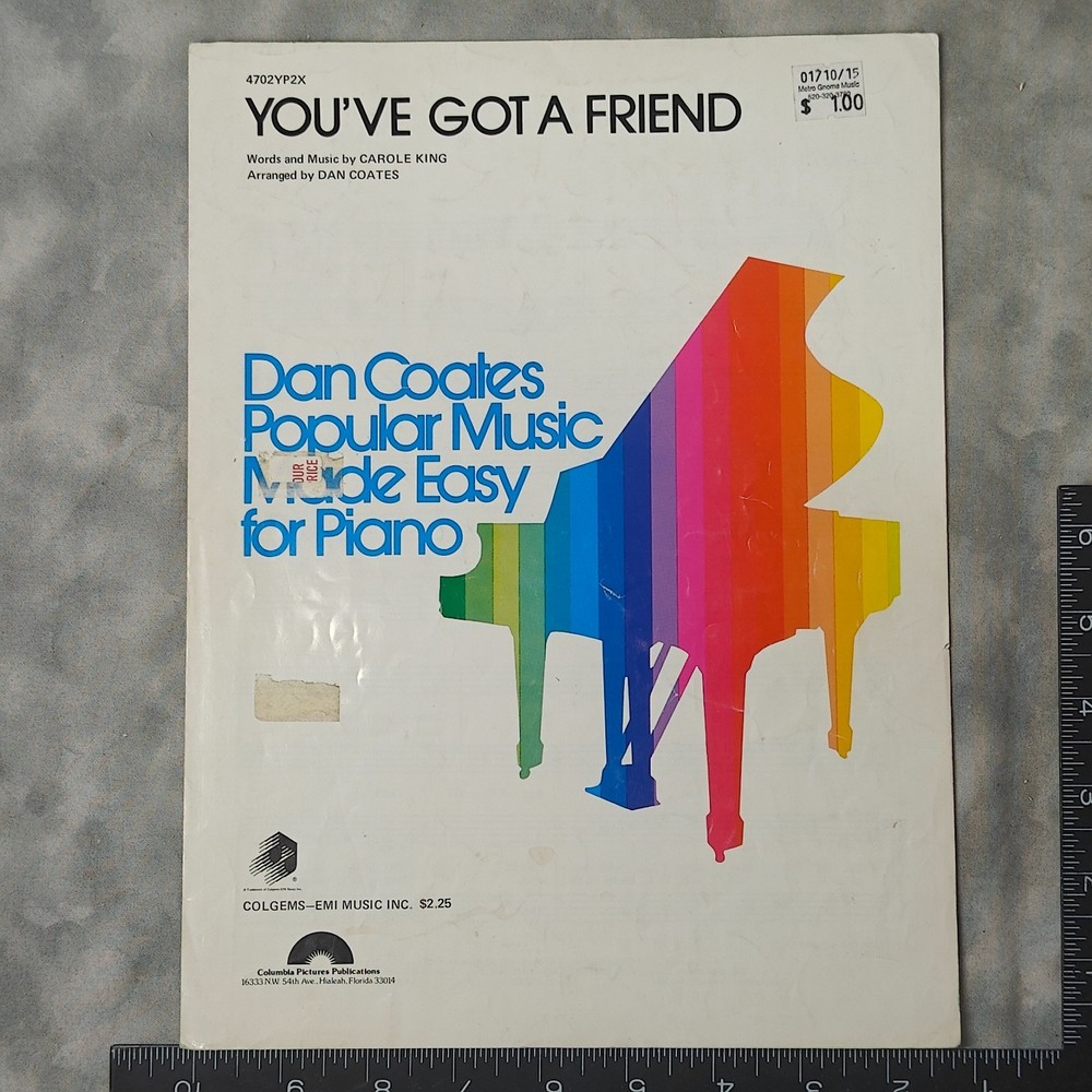 1977 Carole King You've Got a Friend Sheet Music Dan Coates Easy Piano 4702YP2X!