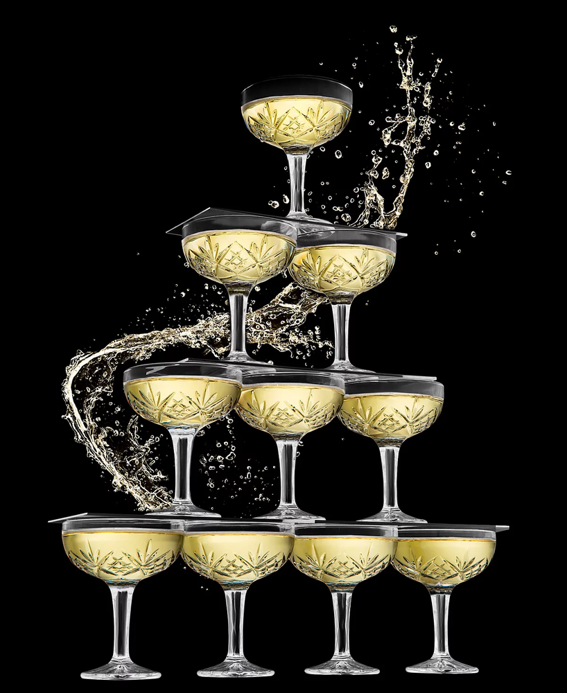 Godinger Dublin Coupes Set of 10 Clear Crystal Champagne Glasses 6oz Party Ware