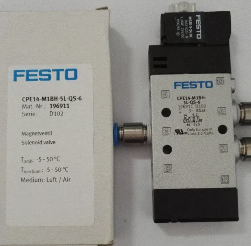NEW Festo CPE14-M1BH-5L-QS-6 196911 Solenoid High Component Density Valve, Alum