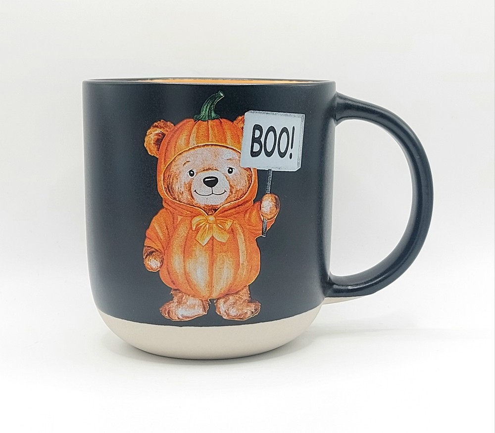 Cute Pumpkin Teddy Bear Coffee Mug 16 Oz Ceramic Halloween Gift By Prima Design