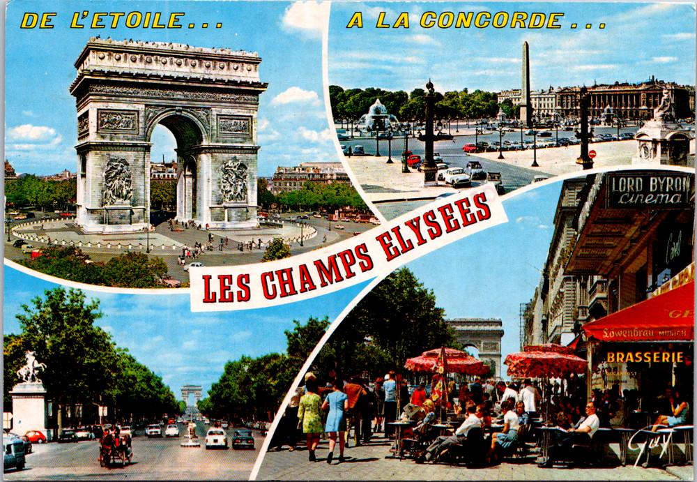 Vintage Postcard Paris France Arc De Triomphe Champs Elysees