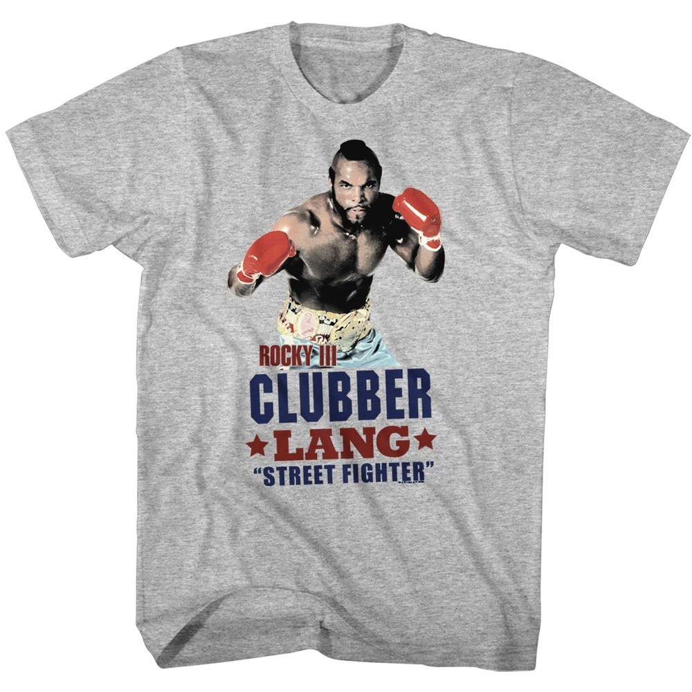 Clubber Lang T-shirt Street Fighter ROCKY III Movie Mr. T Men's XL Gray New