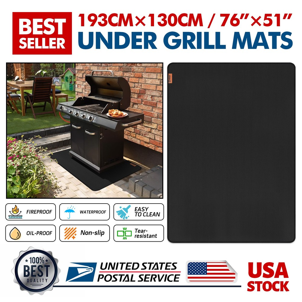76x51 inches Under Grill Mats for Outdoor Easy to Clean Reusable for Deck