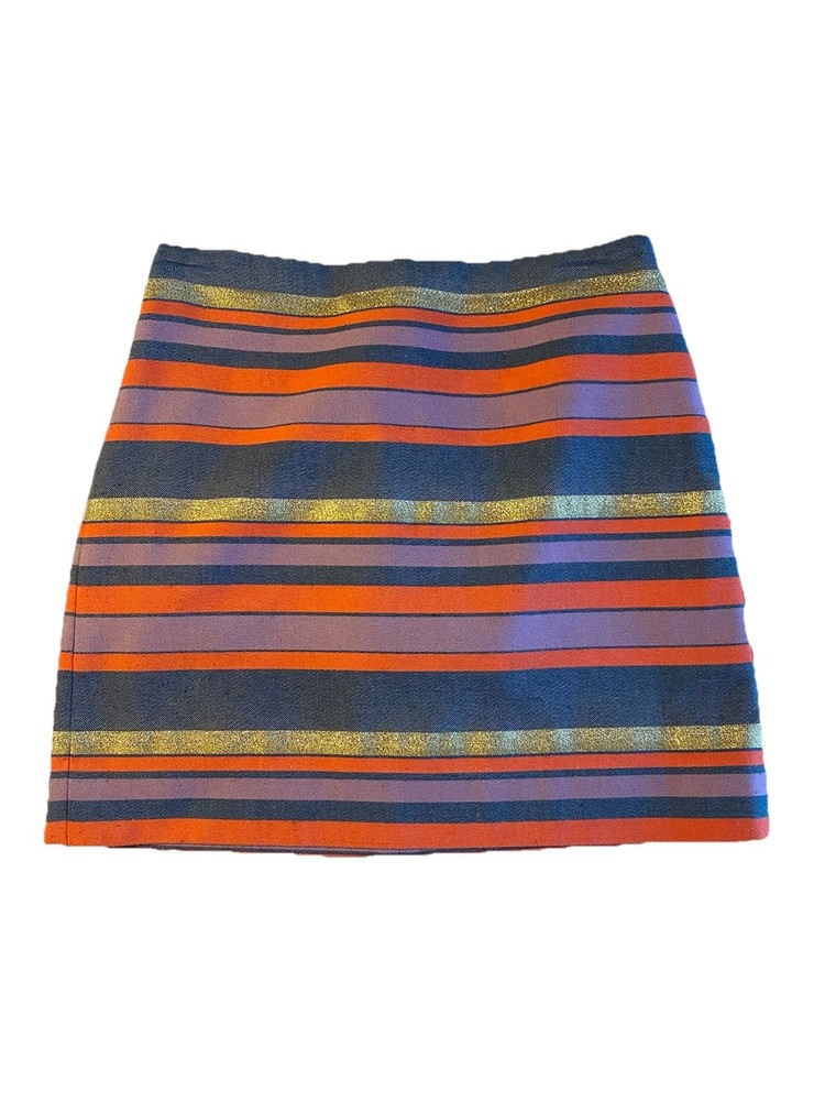J.Crew Mini Skirt Women's Size 0 Blue Orange Striped