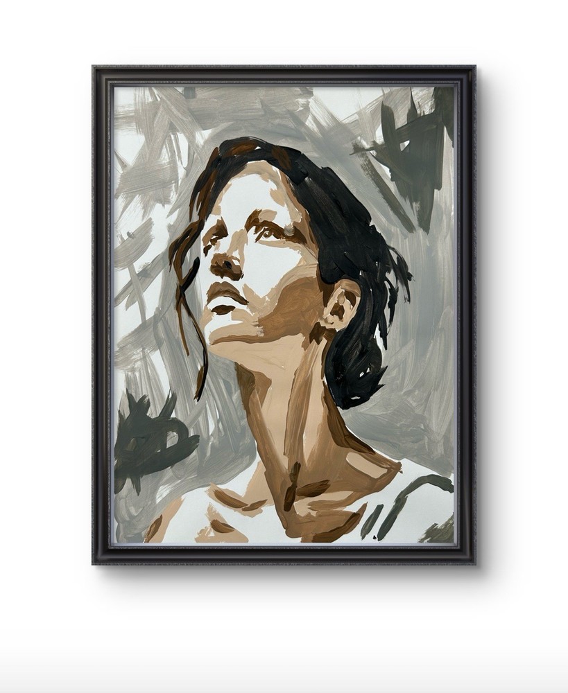 Original Abstract Woman Portrait Painting 14x11 paper Modern Wall Art Home Decor