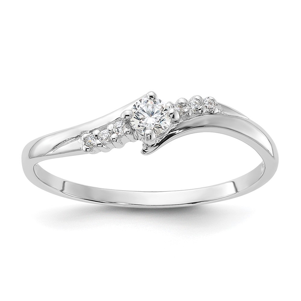 Sterling Silver Rhodium-plated and Cubic Zirconia Ring Size 7