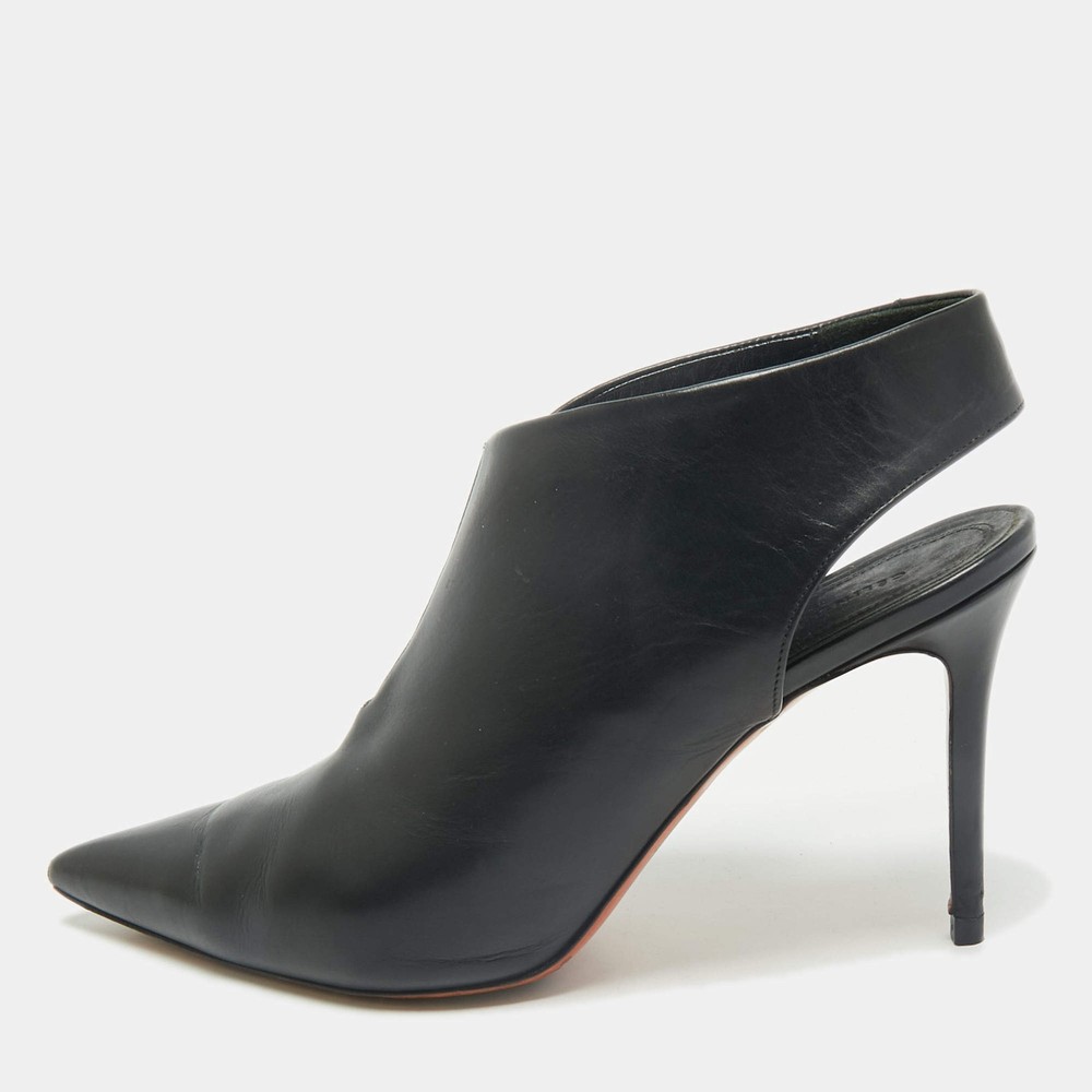 Celine Black Leather V Neck Slingback Pumps Size 37