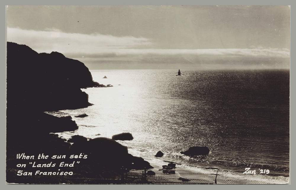 When The Sun Sets On Lands End San Francisco California RPPC c1930 Postcard