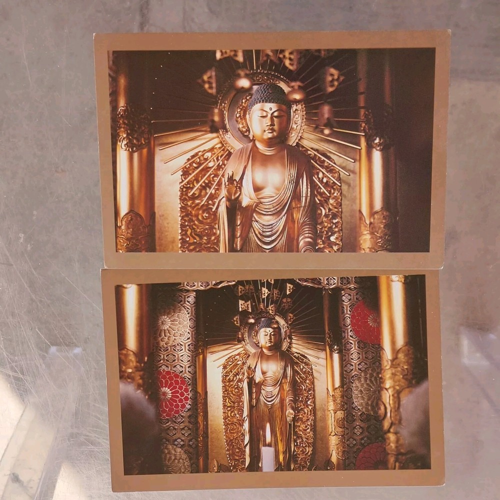 2 Postcard- SAN JOSE BUDDHIST CHURCH BETSUIN, SAN JOSE, CA. Amida Buddha