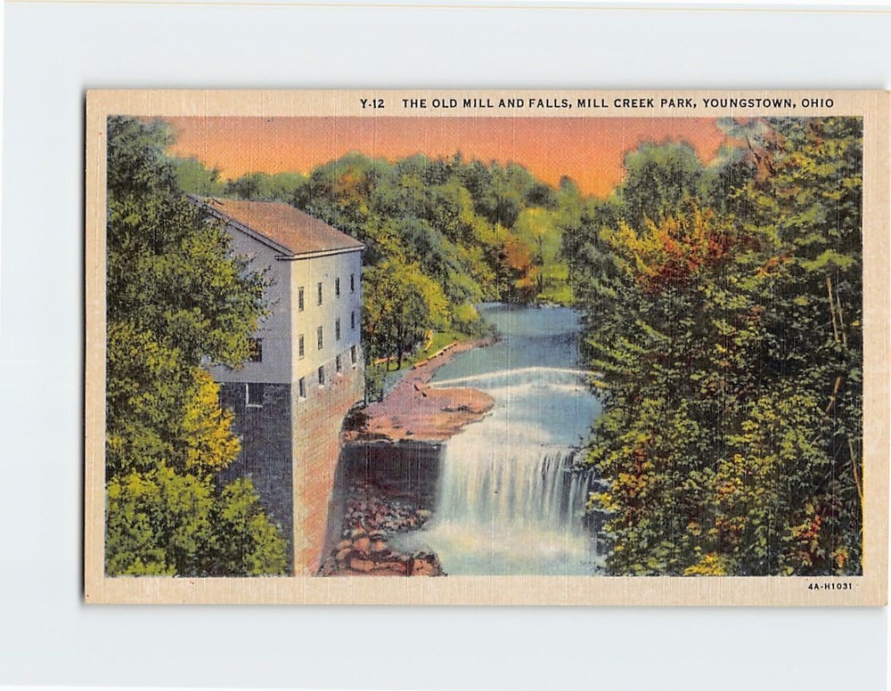 Postcard The Old Mill And Falls Mill Creek Park Youngstown Ohio