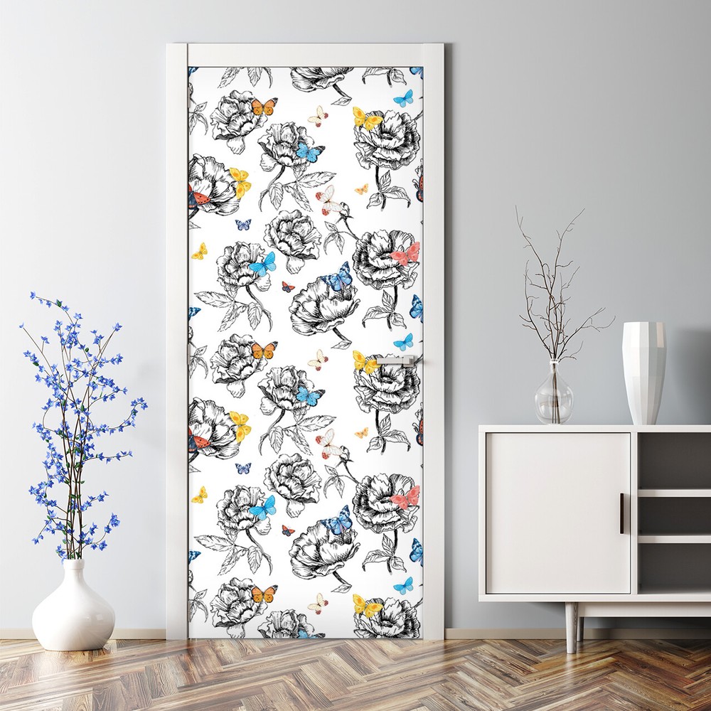 Bubble Free Butterfly Peel and Stick Door Sticker for Home Decor