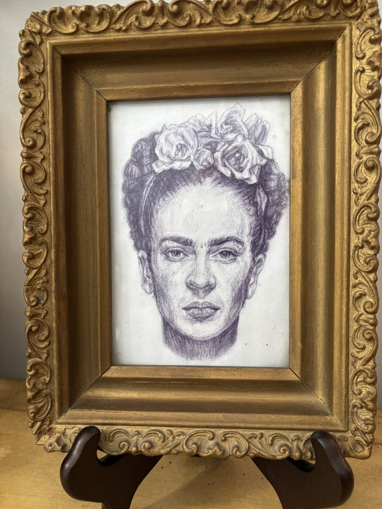 Graphite Drawing Frida Kahlo Unsigned Late 19th Century Frame