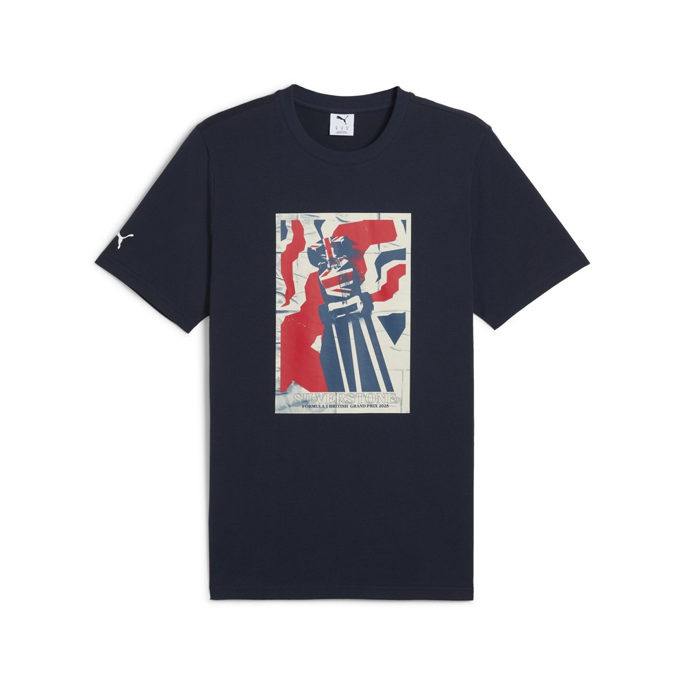 PUMA F1 Great Britain Graphic Crew Neck Short Sleeve T-Shirt Mens Blue Casual To