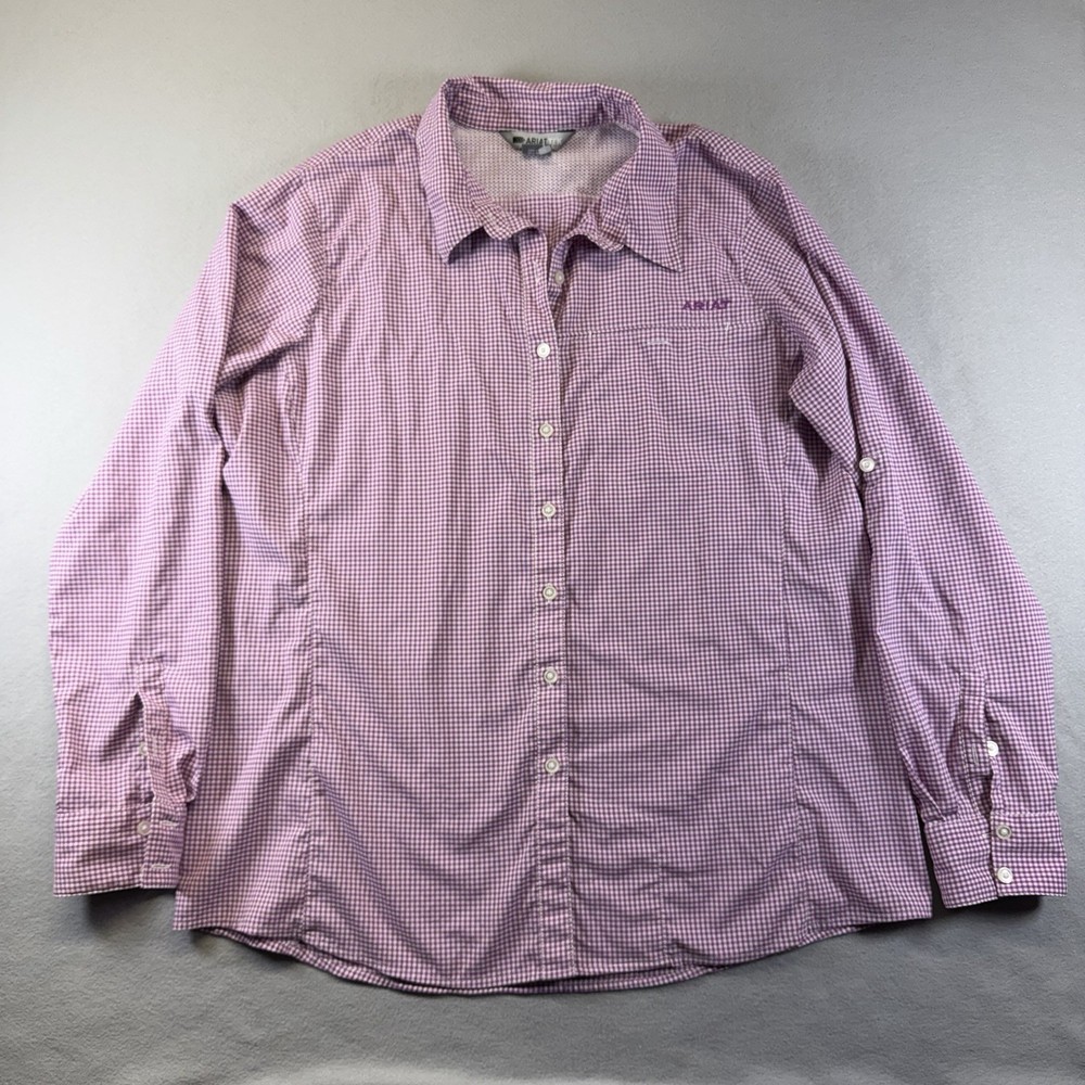 Ariat Tek Womens XL Western VentTEK Stretch Long Sleeve Shirt  Roll Tab Sleeve
