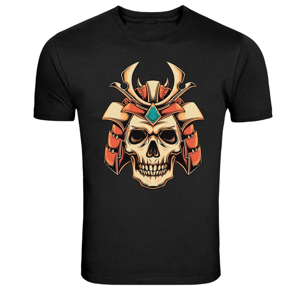 Samurai Skull Helmet Warrior Graphic T-Shirt