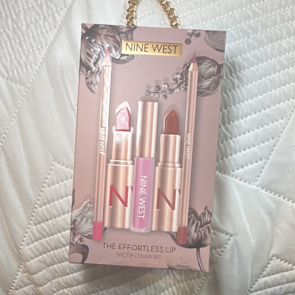 Nine West The Effortless Lip 5pc Set Lipstick/Gloss/Liner Pink Nude Shades