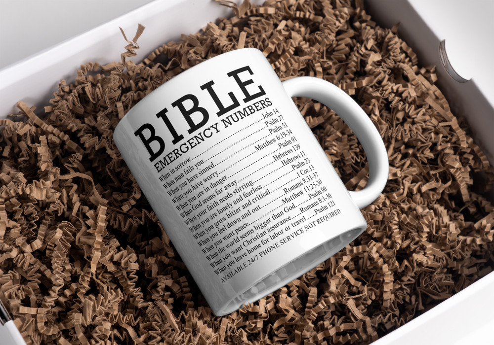 Bible Emergency Numbers Ceremic Coffee Mug 11 Oz