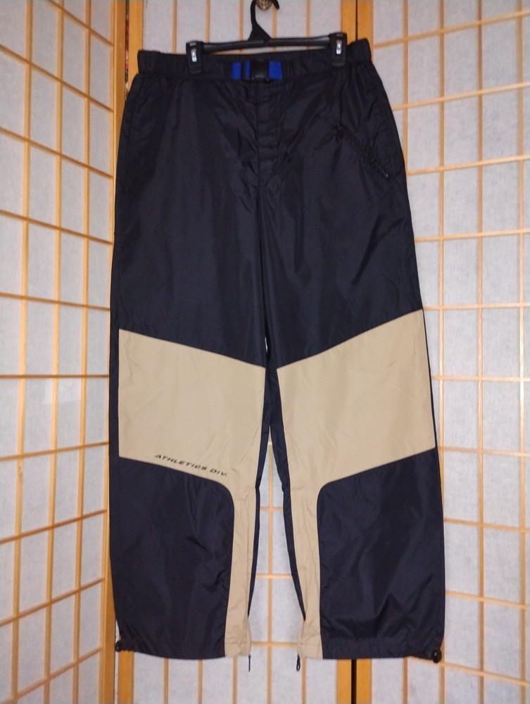 Vtg Tommy Hilfiger Athletics Track Pants Mens Sz. XL Navy/Tan Nylon Tech