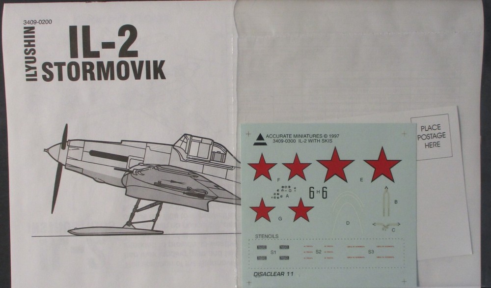 Accurate Miniatures 1/48th Scale IL-2 Stormovik - Decals from Kit 3409