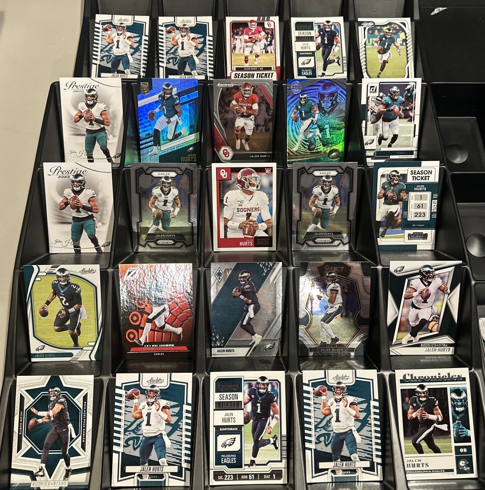 Jalen Hurts 25 Card Lot Score RC Prizm Prestige Panini Philadelphia Eagles RC