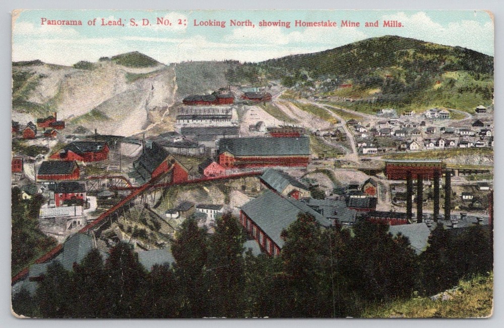 1910 Lead SD Homestake Mine & Mills Panorama Postcard - W. B. Perkins