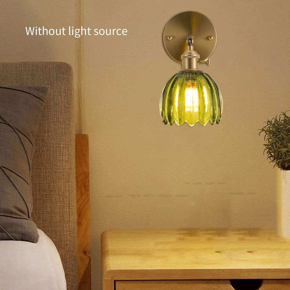 Vintage Flower Wall Sconce Elegant Green Wall Light for Living Room/Bedroom