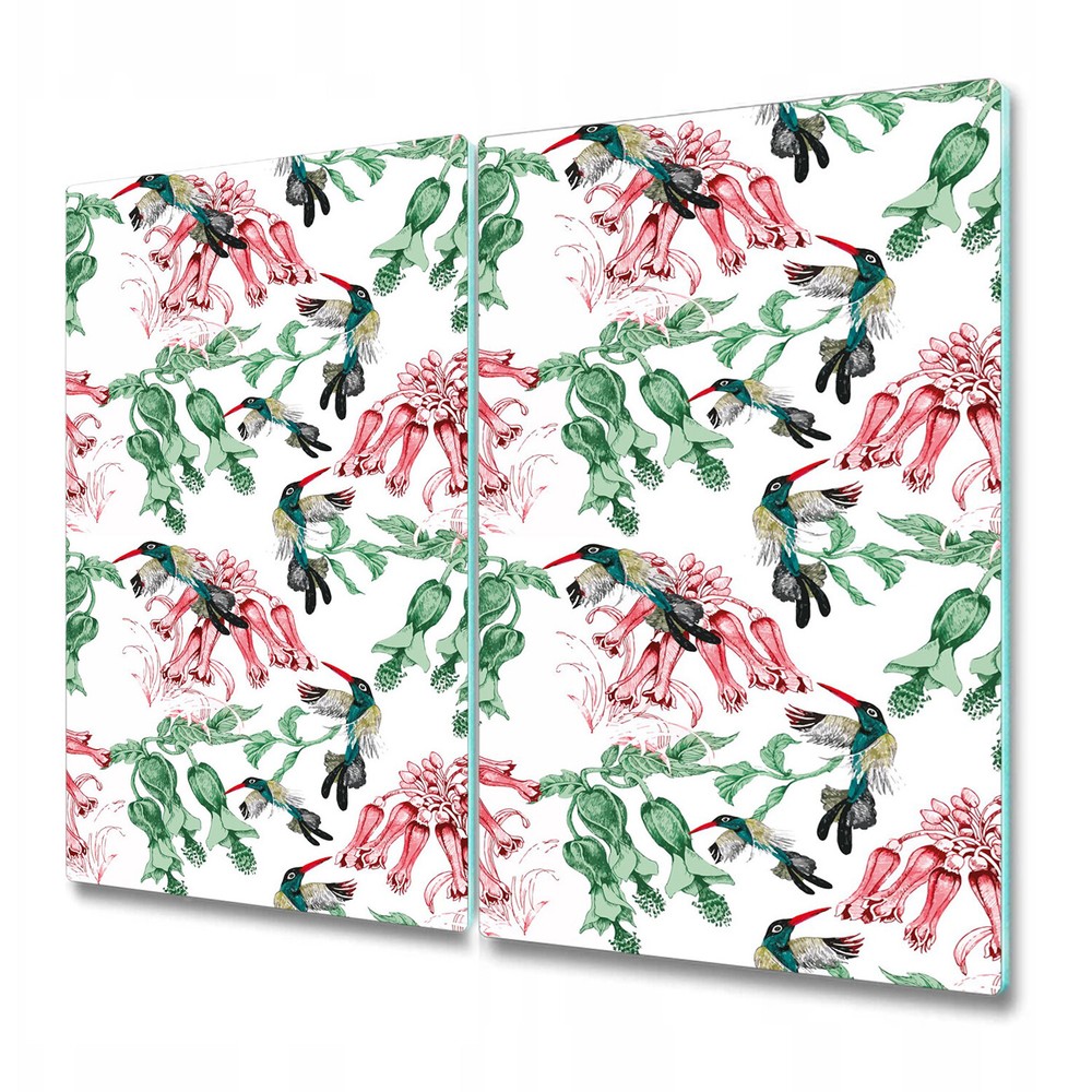 Glass Chopping Cutting Board Worktop Saver Summer herbs and birds 2x30x52