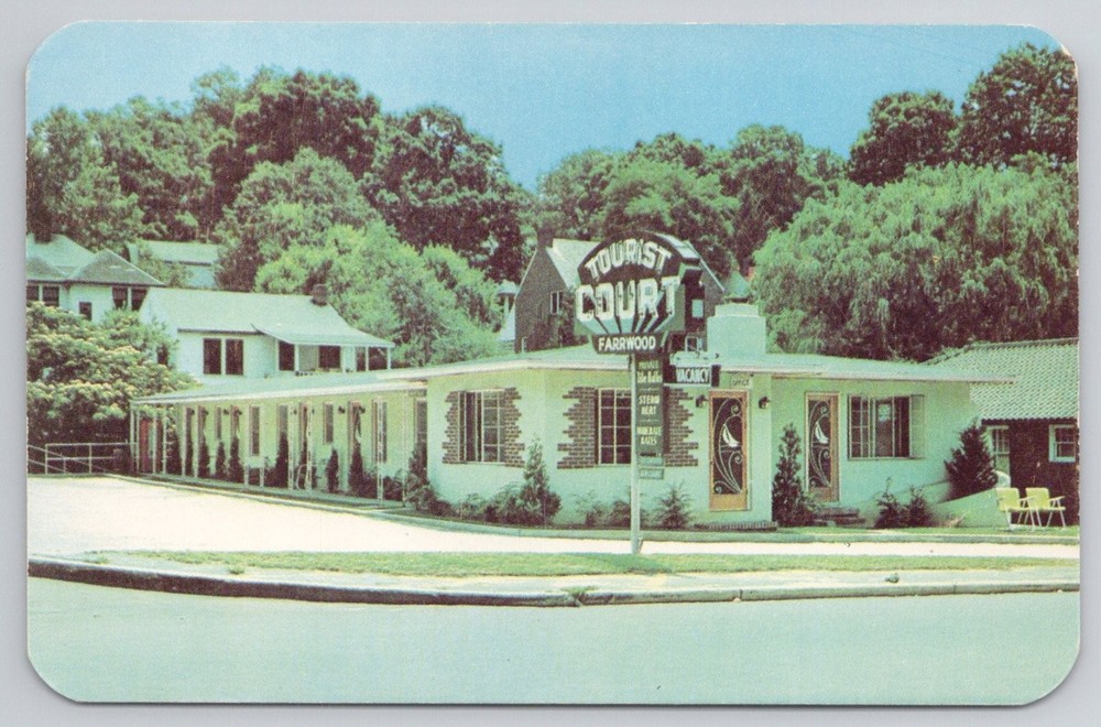 Farrwood Tourist Court Asheville NC Chrome Postcard Vintage Motel AAA