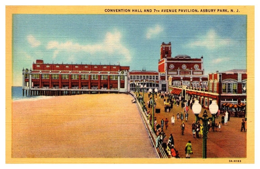 c1940 Convention Hall & 7th Ave Pavilion Asbury Park New Jersey Vintage Postcard