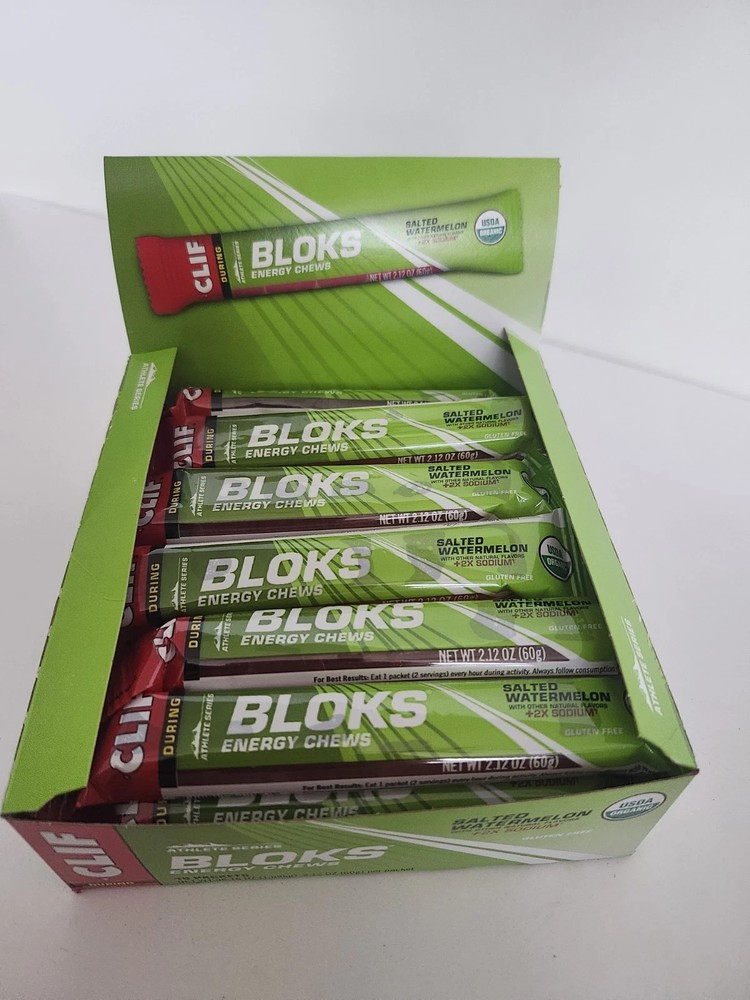 CLIF BLOKS - Salted Watermelon Flavor with 2X Sodium - Energy Chews - Non-GMO...