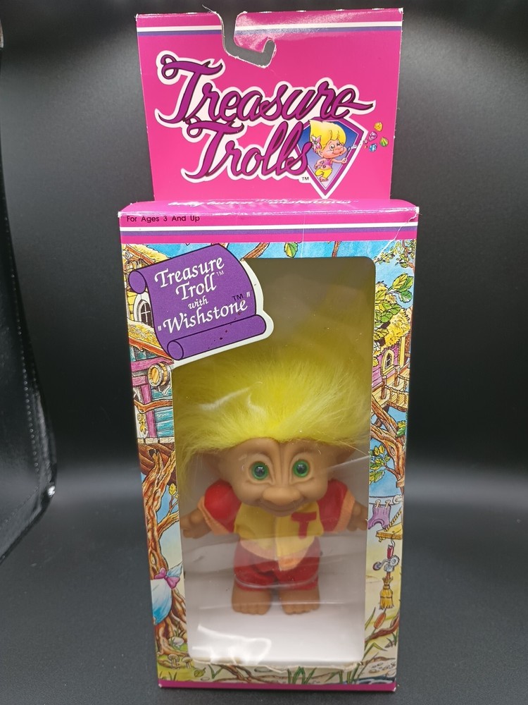 Vintage Ace Novelty Treasure Trolls Doll with Yellow Hair NIB-image