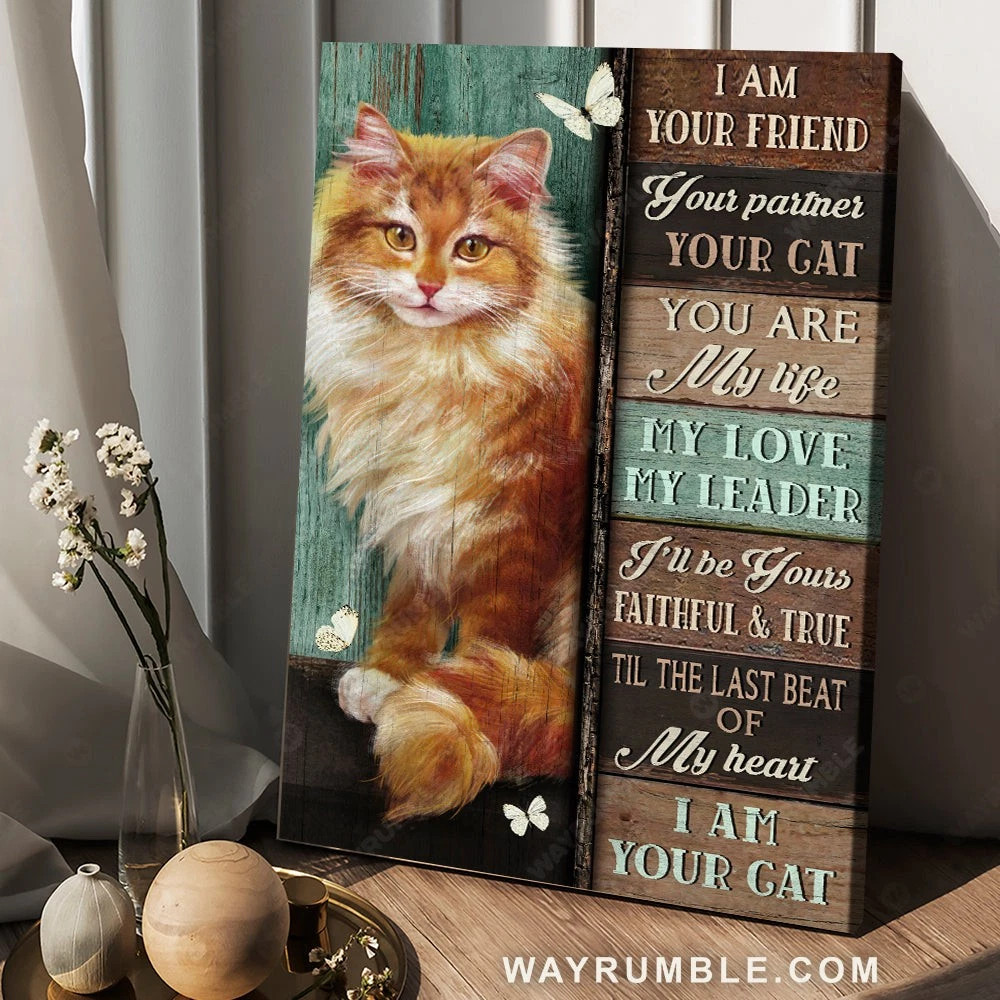 Stunning Cat and White Butterfly Drawing - I Am Your Friend I Am Your Cat by Jesu