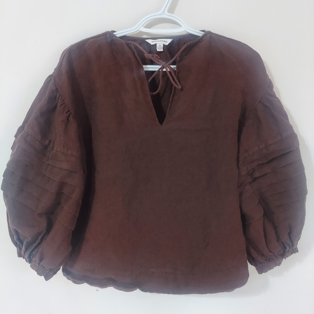 Banana Repunblic Women's Small Peasant Top Oversized Dropped Shoulder 100% Linen