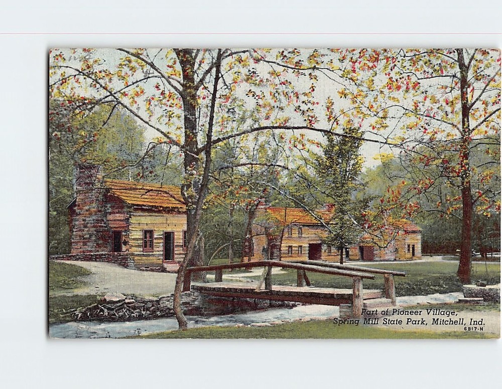 Postcard Part of Pioneer Village Spring Mill State Park Mitchell Indiana USA