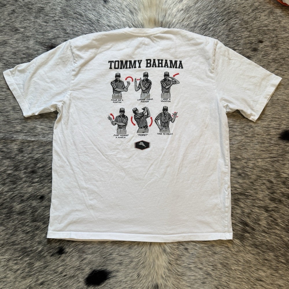 Tommy Bahama Relax Graphic T-Shirt 🍹⛳️ Marlin Signals Tee White Size L
