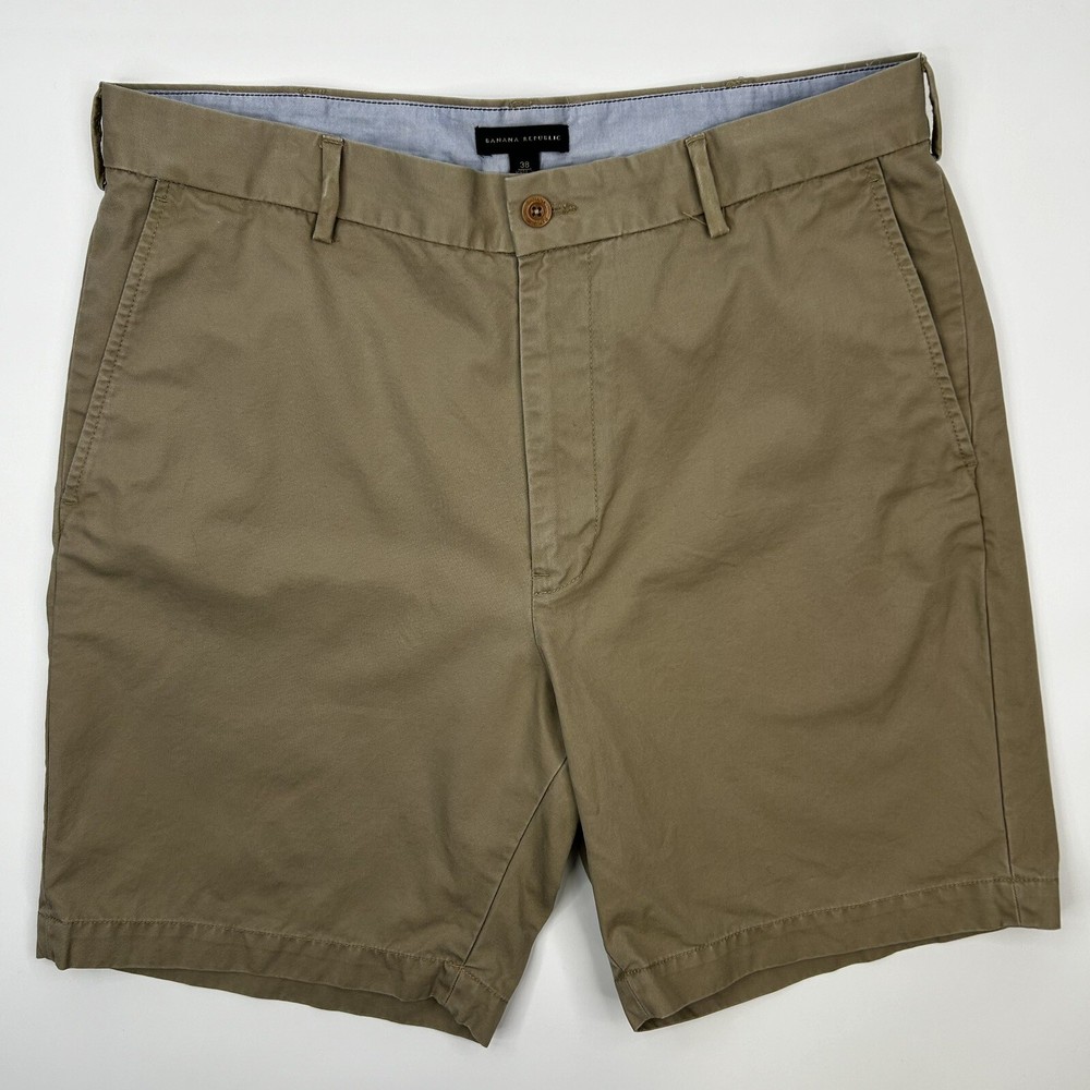Banana Republic Mens Shorts 38 Brown Khaki Chino Flat Front Preppy