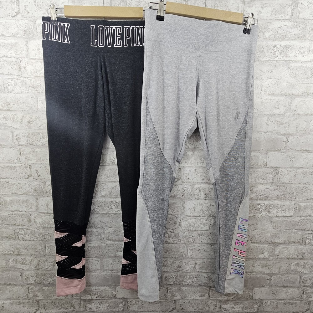 Lot of 2 Victoria's Secret PINK Love Pink Full Length Yoga Pants Size Small