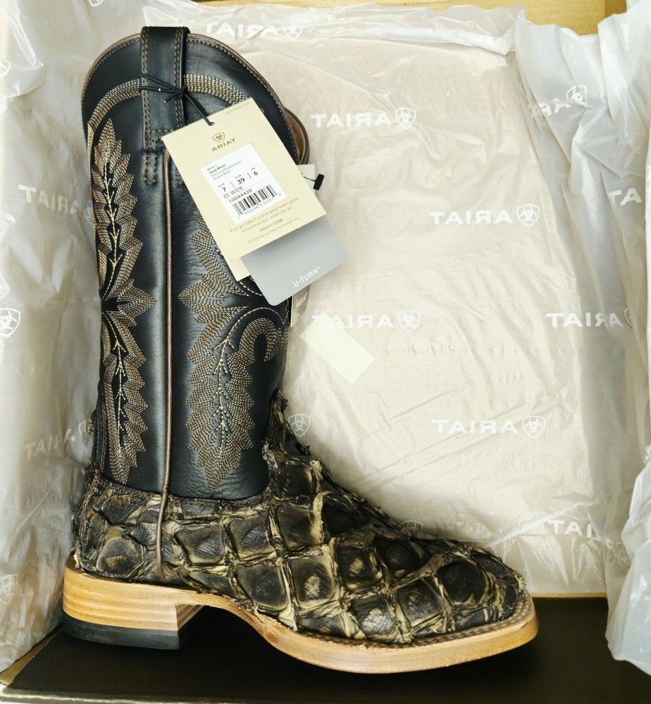 Ariat Pirarucu Exotic Cowboy Boots Men’s Fish Skin Leather NEW with Box & Tags