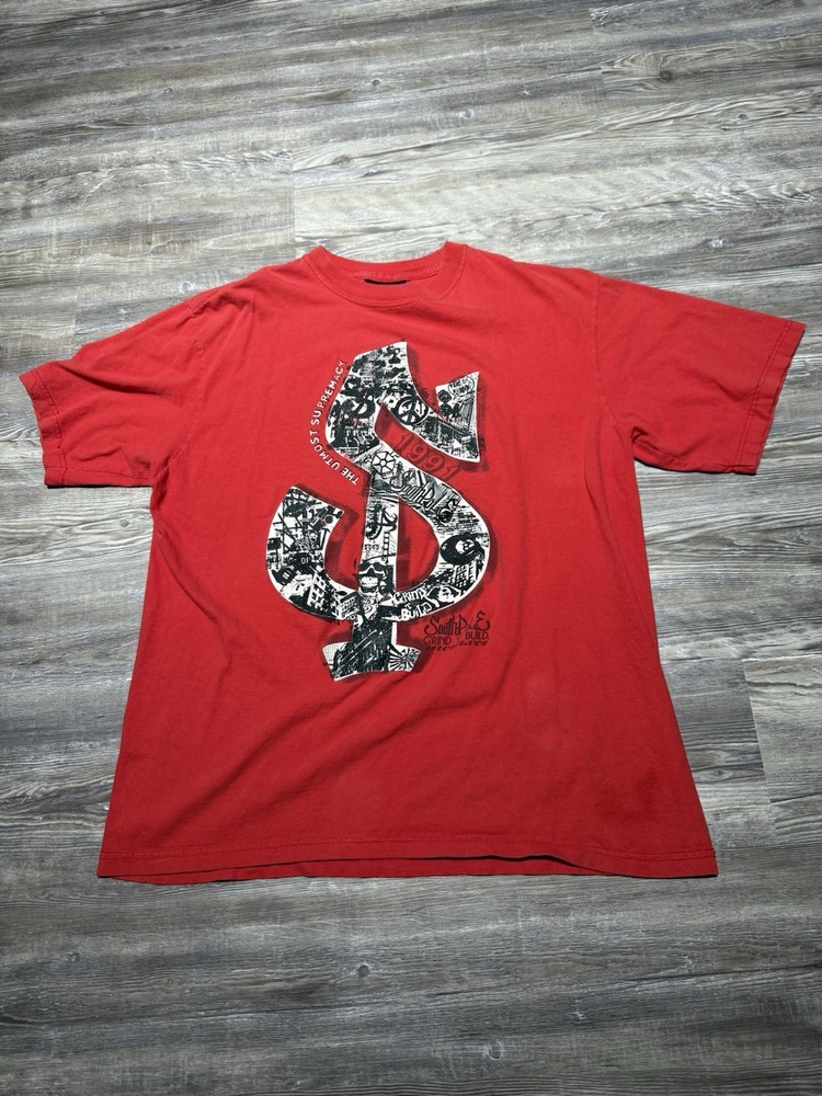Vintage Southpole Shirt Men’s XL Red Short Sleeve Money Hip Hop Streetwear Y2K