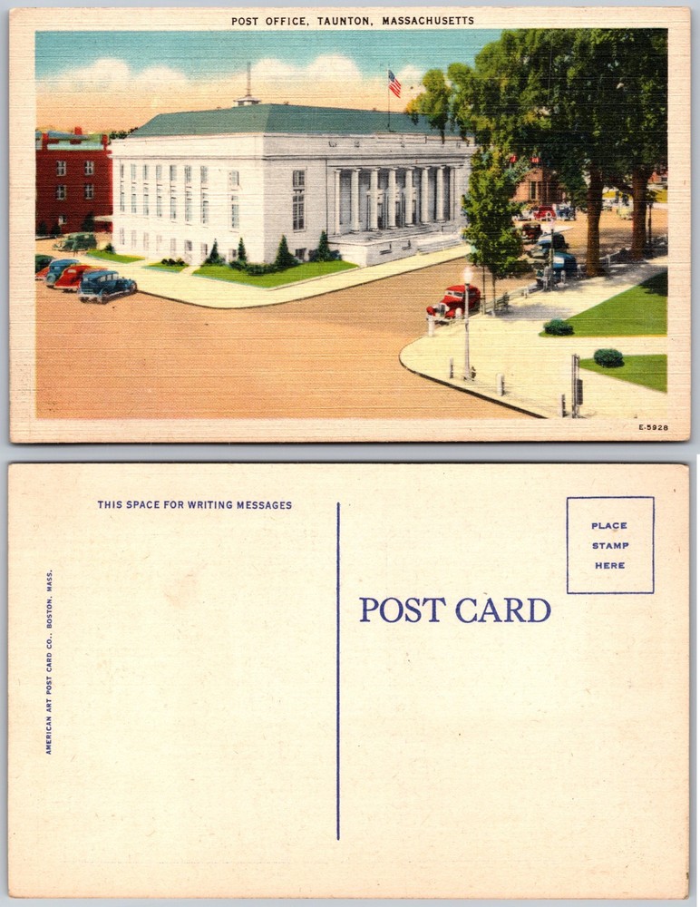 Post Office Taunton Massachusetts Postcard